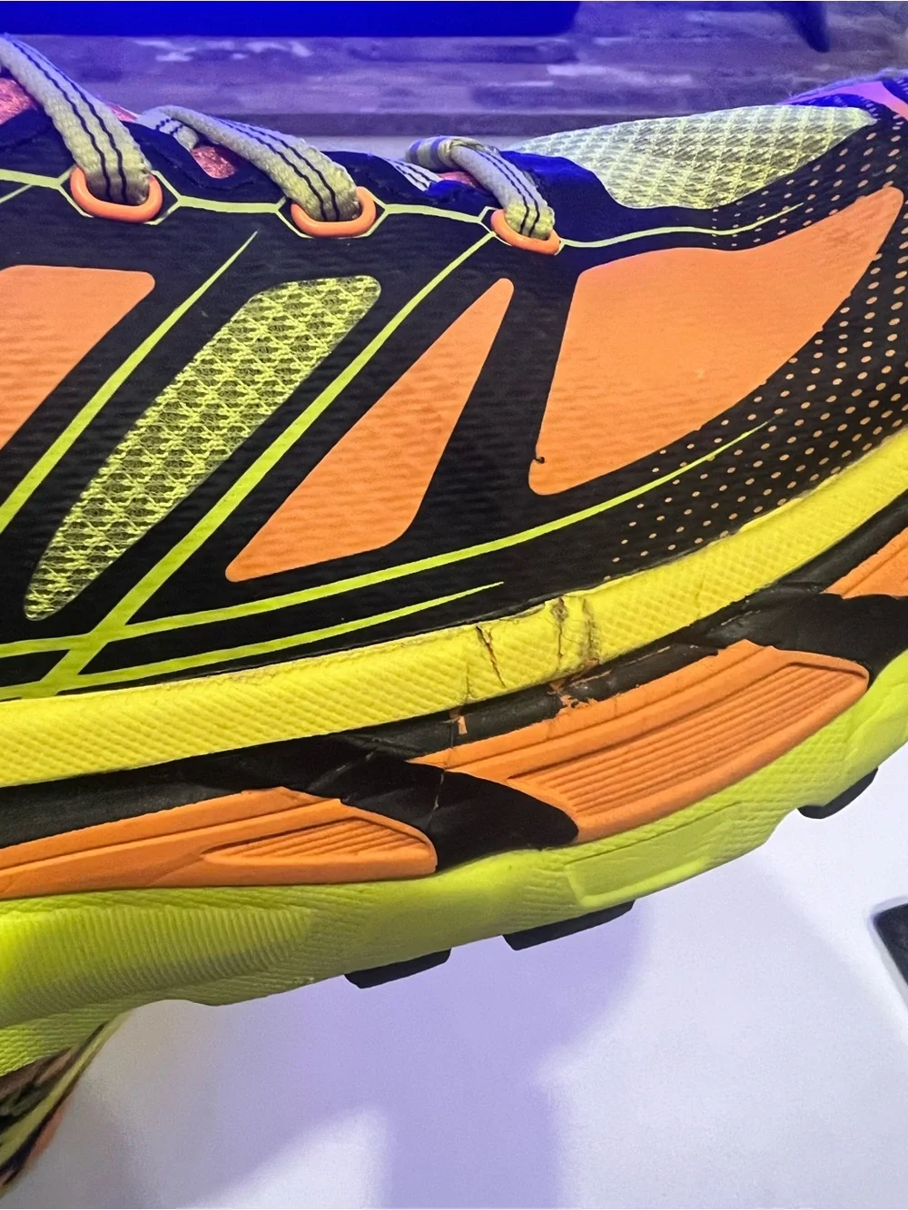 HOKA Mafate Speed 2 trail running shoes in the Electric Tangerine Citrus 11.5